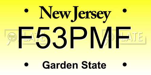 F53PMF New Jersey License Plate
