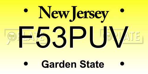 F53PUV New Jersey License Plate