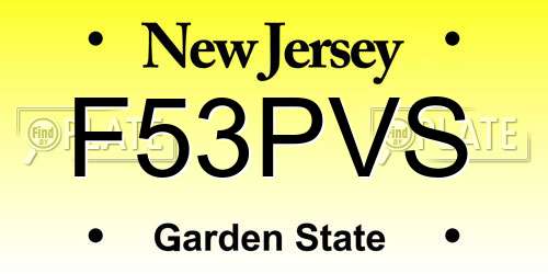 F53PVS New Jersey License Plate