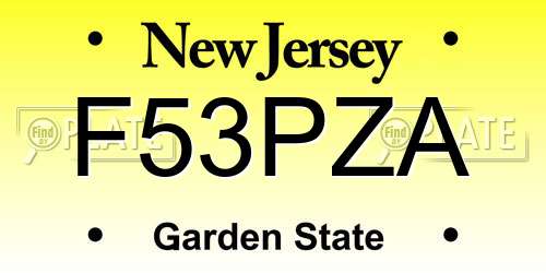 F53PZA New Jersey License Plate
