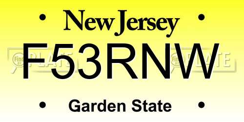 F53RNW New Jersey License Plate
