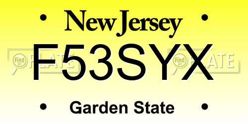 F53SYX New Jersey License Plate