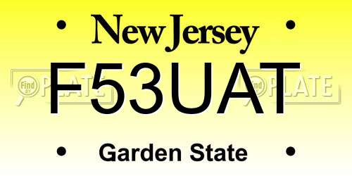 F53UAT New Jersey License Plate