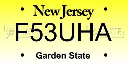F53UHA New Jersey License Plate