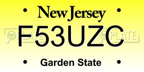F53UZC New Jersey License Plate