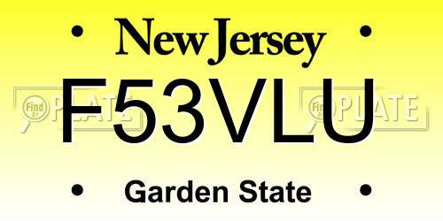 F53VLU New Jersey License Plate