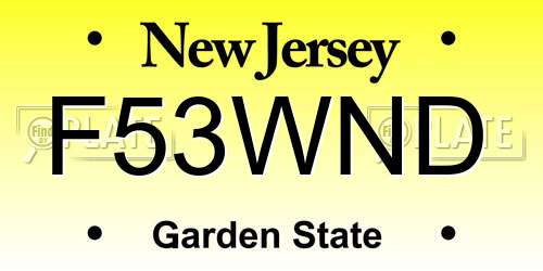 F53WND New Jersey License Plate