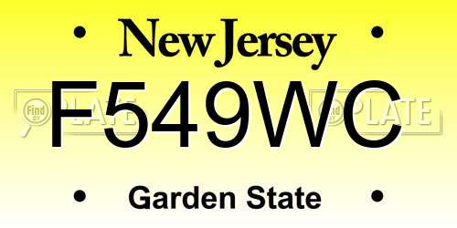 F549WC New Jersey License Plate