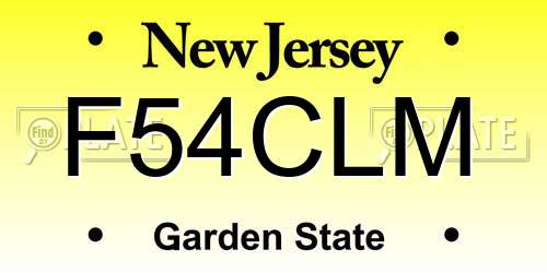 F54CLM New Jersey License Plate