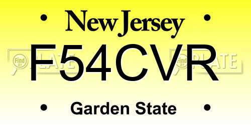 F54CVR New Jersey License Plate