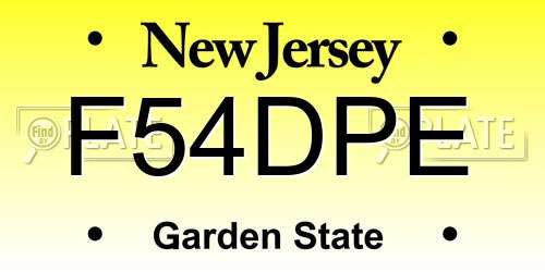 F54DPE New Jersey License Plate