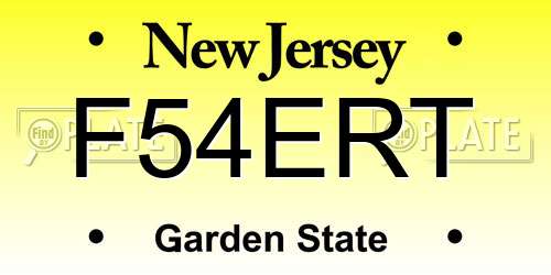 F54ERT New Jersey License Plate