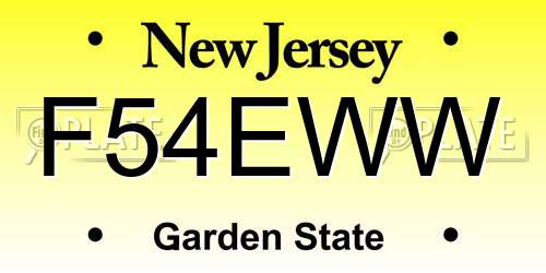F54EWW New Jersey License Plate