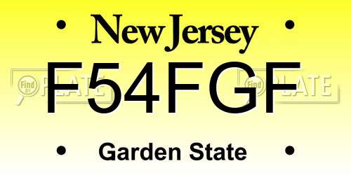 F54FGF New Jersey License Plate