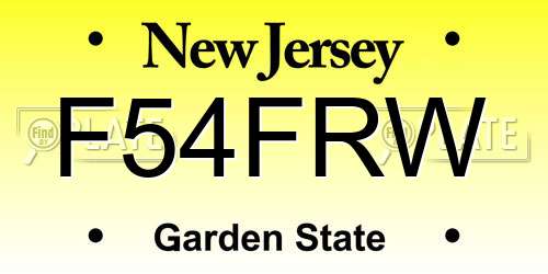 F54FRW New Jersey License Plate