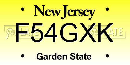 F54GXK New Jersey License Plate