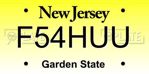 F54HUU New Jersey License Plate