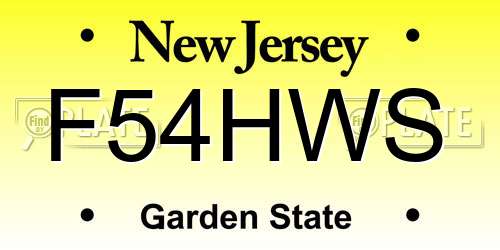 F54HWS New Jersey License Plate