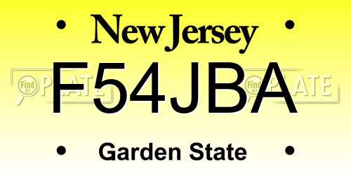 F54JBA New Jersey License Plate