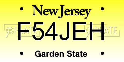 F54JEH New Jersey License Plate