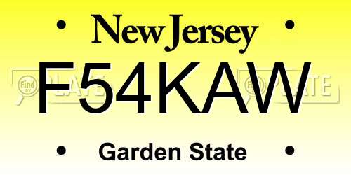 F54KAW New Jersey License Plate