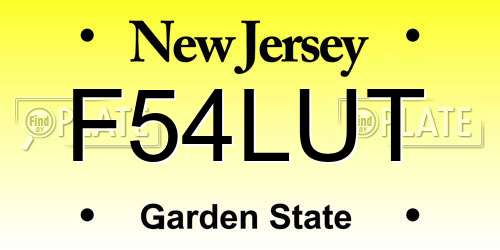 F54LUT New Jersey License Plate