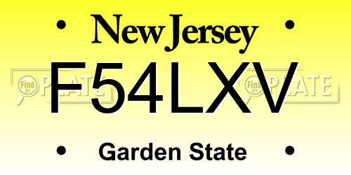 F54LXV New Jersey License Plate
