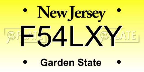 F54LXY New Jersey License Plate