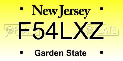 F54LXZ New Jersey License Plate