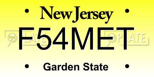 F54MET New Jersey License Plate
