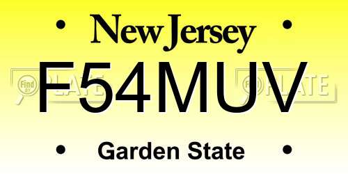 F54MUV New Jersey License Plate