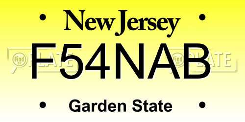 F54NAB New Jersey License Plate