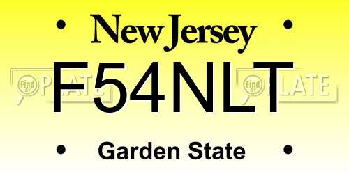 F54NLT New Jersey License Plate