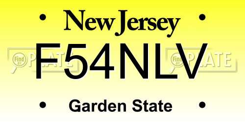 F54NLV New Jersey License Plate