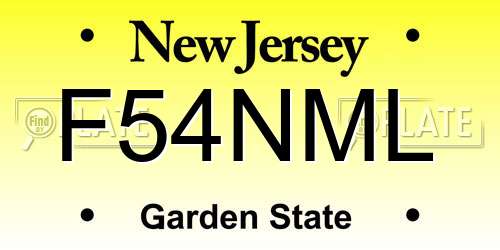 F54NML New Jersey License Plate