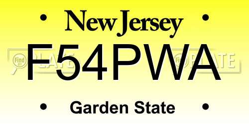 F54PWA New Jersey License Plate