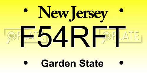 F54RFT New Jersey License Plate