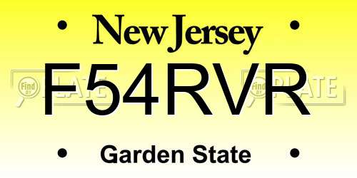 F54RVR New Jersey License Plate