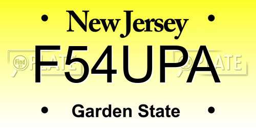 F54UPA New Jersey License Plate