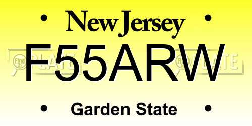 F55ARW New Jersey License Plate