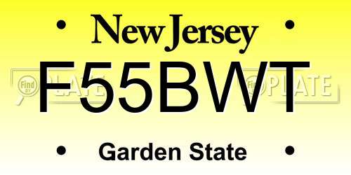 F55BWT New Jersey License Plate