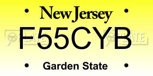 F55CYB New Jersey License Plate