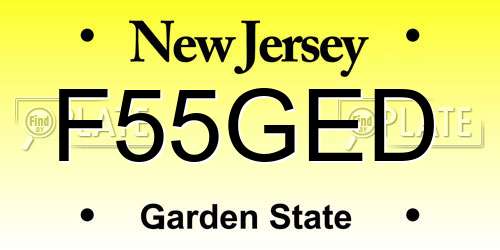 F55GED New Jersey License Plate