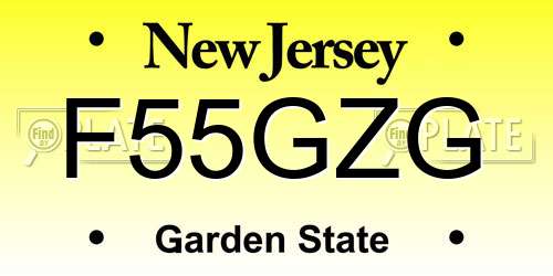 F55GZG New Jersey License Plate