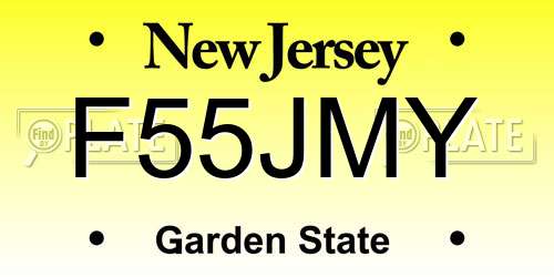 F55JMY New Jersey License Plate