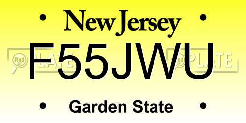 F55JWU New Jersey License Plate
