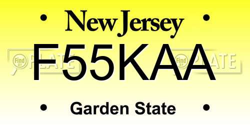 F55KAA New Jersey License Plate