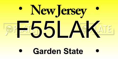 F55LAK New Jersey License Plate