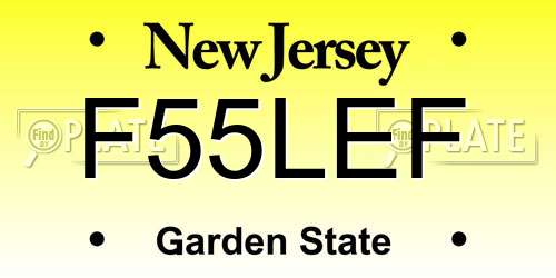 F55LEF New Jersey License Plate