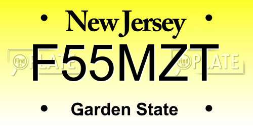 F55MZT New Jersey License Plate